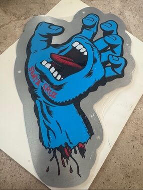 Santa Cruz Skateboards Blue Screaming Hand Metal Wall Art - 2 Available